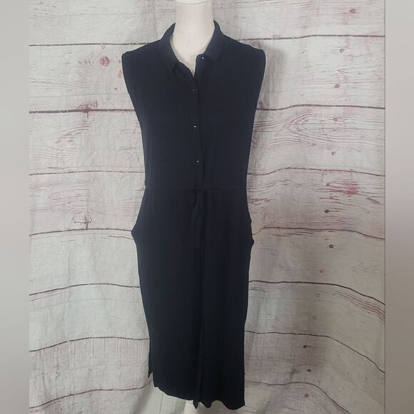 Eileen Fisher Button Front Jersey Dress Size Small - Picture 1 of 6